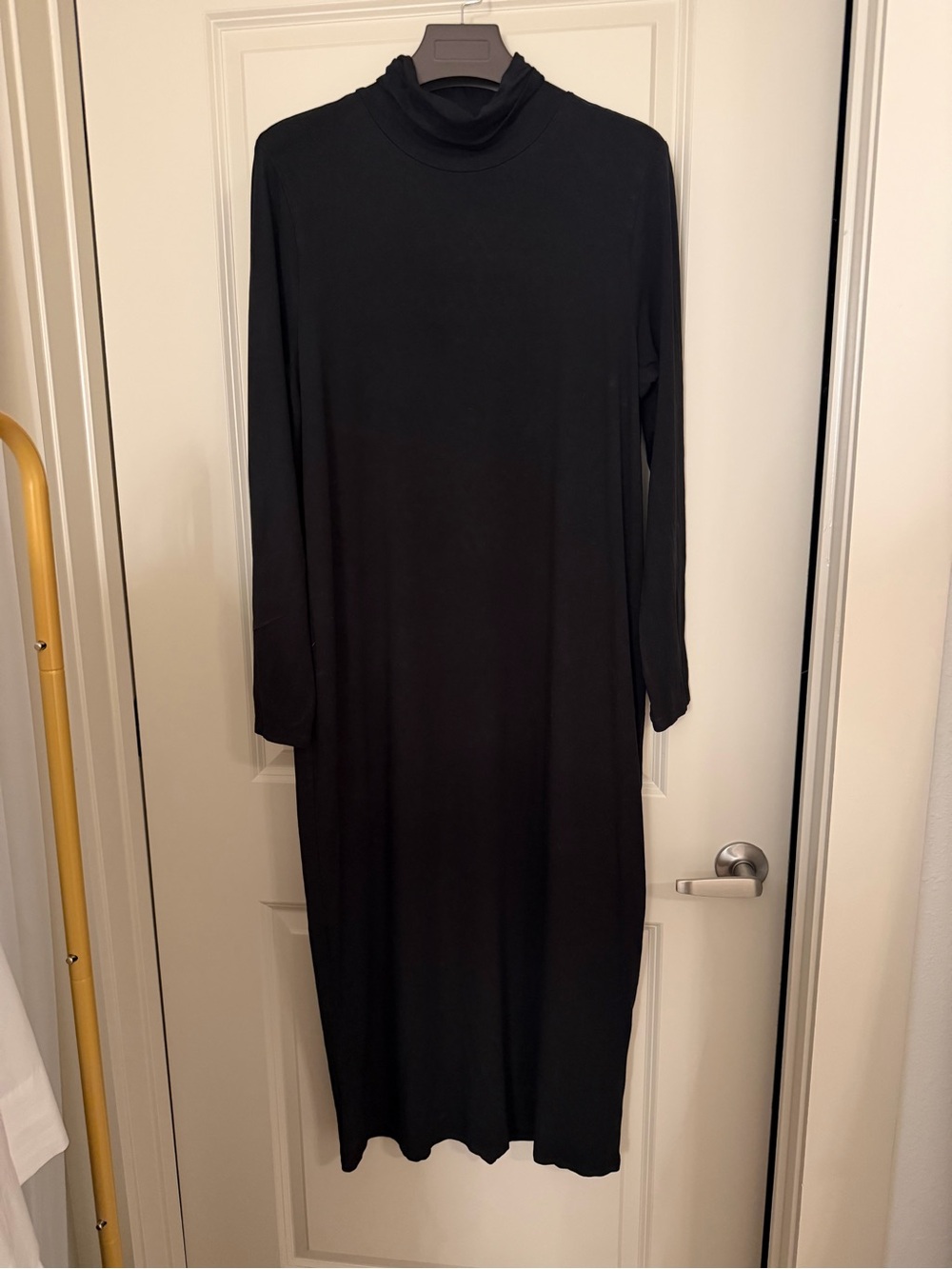 Eileen Fisher Black Long-Sleeve Turtleneck Midi Dress